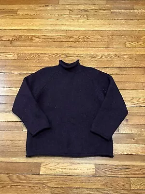Vintage J Crew Sweater Men's Small 100% Wool Roll Neck Oarsman Fisherman • $85