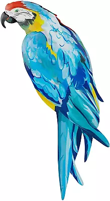 Metal Parrot Wall Decor 14.5  Wall Art Bright Color Bird Sculpture Hanging Bir • $24.99