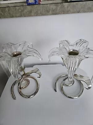 Vintage Oneida Silversmith Candlestick Holder Silver Plated Set Of Two EUC • $34.95