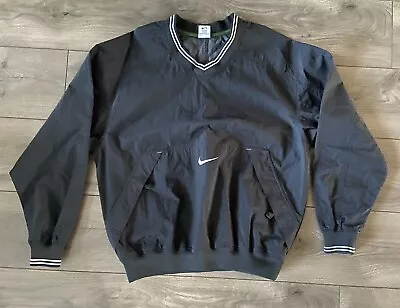 Vintage 1990s Nike Center Swoosh Black Pullover Windbreaker Jacket Size Medium • $39.99