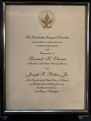 $29.99 • Buy Barack Obama 2009 Inauguration Invite Framed Authentic Donor