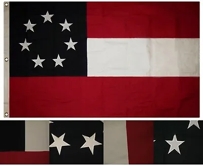 2X3 Embroidered First National Stars And Bars 7 Stars 100% Cotton Flag W/ Clips • $37.76