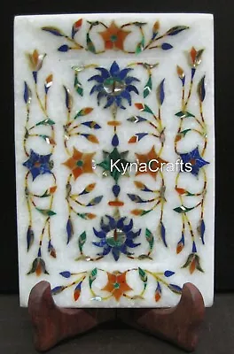 6x4 Inches White Marble Serving Tray Marquetry Art Business Gift Tray For Hotel • $113.40