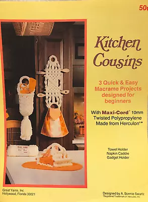 Macrame Kitchen Cousins Decorator Napkin Holder Towel Gadgets Patterns 1980 • $7