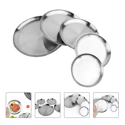 Stainless Steel Round Dinner Plates Metal Plates For Eating Camping Dishes • £9.48