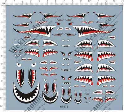 1/144 1/72 1/48 1/32 Military Aircraft Shark Jaw Model Kit Water Slide Decal • $10.03