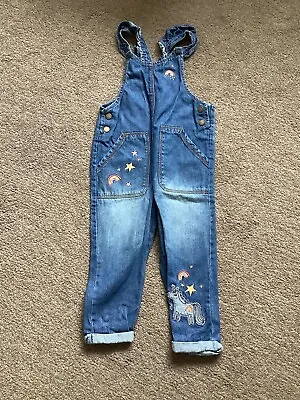 £5 • Buy Next Medium Blue Denim Unicorn/Embroidered Dungarees For Age 3-4 Years 