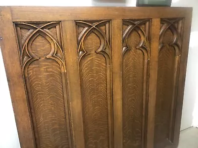 Antique Gothic Wainscot Panel Quarter Sawn Oak-deep Relief 1880s 62 In. X 60 In. • $1879