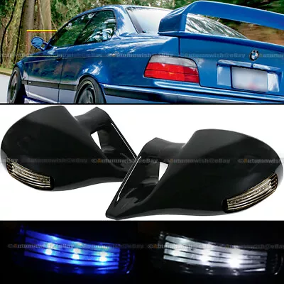 For 94-98 Ford Mustang M-3 Style LED Signal Manual Glossy Black Side Mirror • $49.99