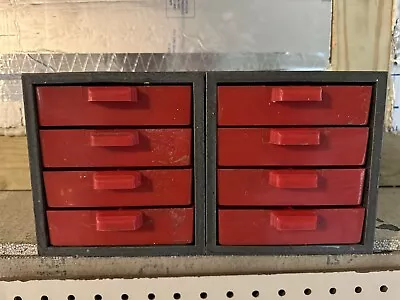 VINTAGE PAIR Dunlap Metal Parts Cabinets Red Plastic Drawers 2 Boxes • $48