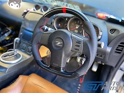 Hydro Carbon Leather Steering Wheel Red Stitching +Centre Line For Nissan 350Z • $549