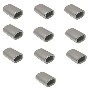 10 Pieces 1/16 Inch Stainless Steel 316 Marine Wire Rope Oval Crimping Sleeves • $12.77