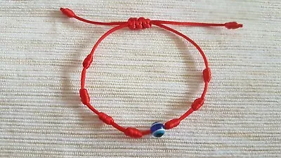 Handmade Seven 7 Knots Red String Kabbalah Bracelet Protection Evil Eye Charm • £2.50