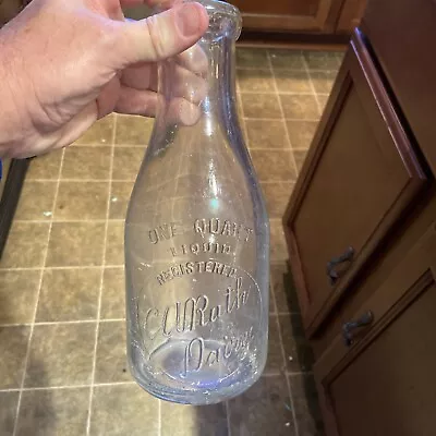 Rare C A Ruth Dairy Embossed Quart Milk Bottle Bethlehem Pennsylvania PA • $19.99