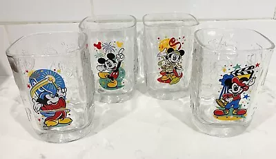 McDonald's Walt Disney World Mickey Mouse Glass Cups 2000 Magic Kingdom SET OF 4 • $29.99