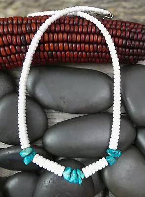 Unisex Vintage Santo Domingo Turquoise Clam Shell Choker Necklace • $94.40