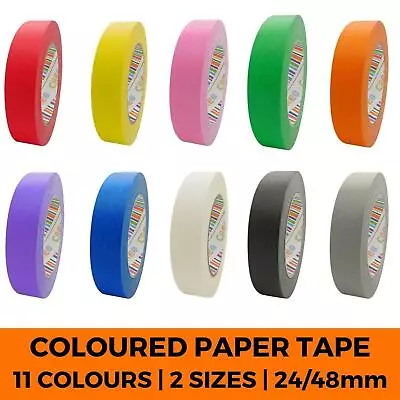 Coloured Paper Tape -  Masking Parcel Packing Crafts Art DIY Paint Adhesive  • £6.18