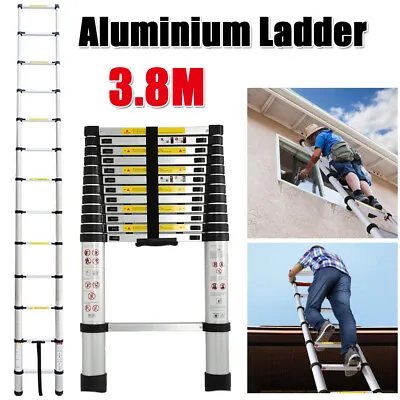 3.8M Heavy Duty Retractable Multifunctional Telescopic Extension Folding Ladder • £63.97