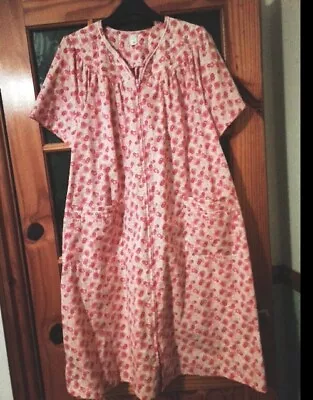 Nwt Very Pretty Zip Front Floral Cotton Blend Dressing Gown With Pockets L • £12