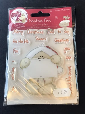 £2.50 • Buy Fizzy Moon Festive Fun Christmas Clear Stamp Set, Little Messages Bear Sentiment
