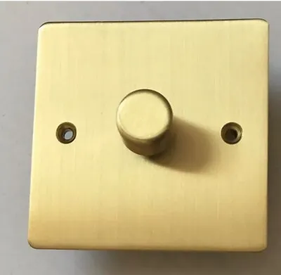 £6.50 • Buy Flat Brushed Solid Brass Single Dimmer Light Switch 1 Gang 2 Way 400W