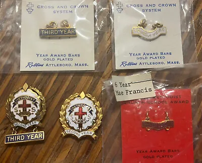 Vintage Methodist Sunday School Attendance Pins Cross And Crown Lot • $18