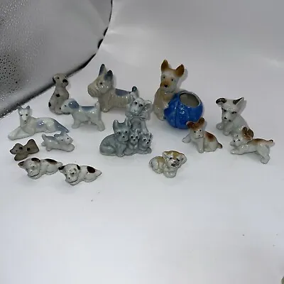 Vintage Ceramic Porcelain Dog Mini Figures Lot Of 15 • $9.99