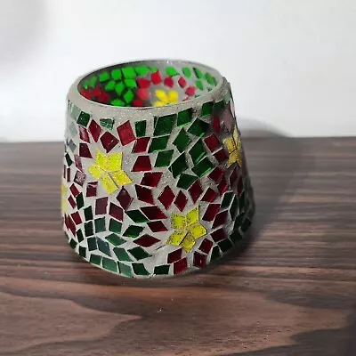 Mosaic Christmas Poinsettia Candle Shade Vintage Home Interiors • $14.95