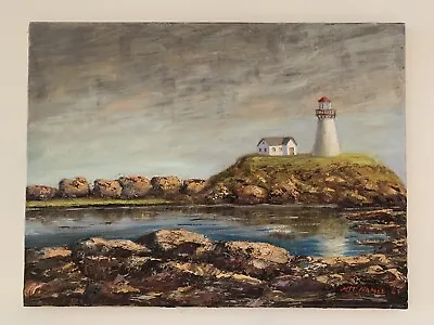 VTG 1967 Original Oil Painting Seascape Shore Lighthouse Signed McNamee 18x24 • $149.99