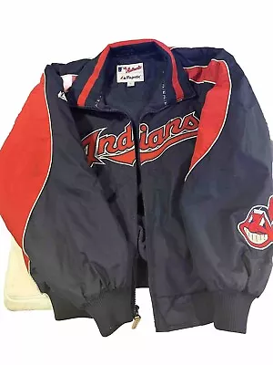 Vintage Majestic Authentic MLB Cleveland Indians Team Dugout Jacket Mens Med EUC • $45