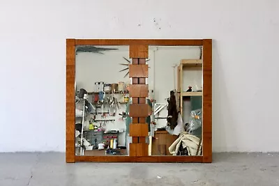 Lane Vintage Brutalist Mid Century Walnut Staccato Double Mirror • $850