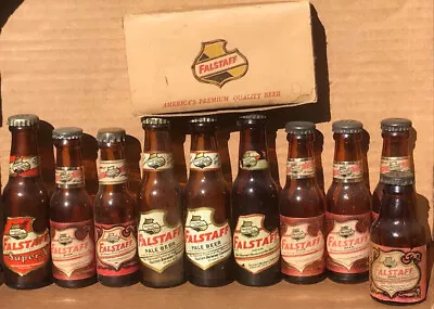 10 Falstaff Mini Bottles (& An Empty Two-pack Box) Beer Labels St. Louis MO • $75