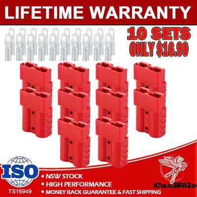 10pcs Anderson Style Plug Connectors 50 AMP 6AWG-10AWG 12-24V DC Power Tool RED • $16.99