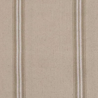 Donan Double Stripe Biege/White 100% French Cotton Grain Sack Upholstery Fabric • £1.99