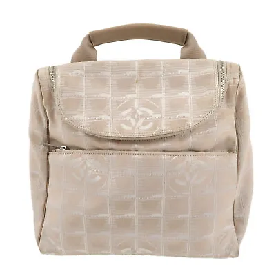 Auth CHANEL New Travel Line Nylon Jacquard 2Way Back Pack Beige A15958 Used F/S • $324