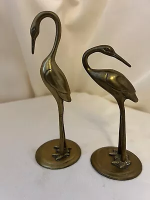 Vintage Brass Cranes Herons Water Birds - Set Of 2 • $19.99