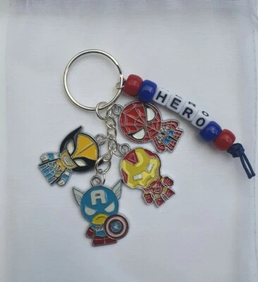 £9.99 • Buy Superhero Bag Tag Keyring Charm Marvel DC Character Personalised Christmas Gift 
