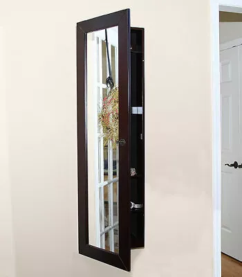 Pebble Beach Wall-Mount Jewelry Armoire - Espresso W/ Mirror • $114.77