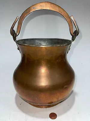 Vintage Hanging Copper Pot Kettle W/ Handle Spittoon 7x6  • $55.99