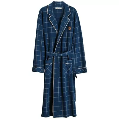 Bathrobe Men 100% Cotton Kimono Robes Plaid Robes Long Bath Robe Dressing Gown • $50.99