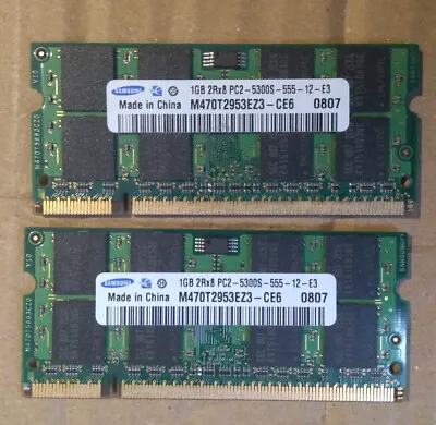 £3.99 • Buy 2GB (2 X 1GB) DDR2 RAM Laptop Memory SODIMM 800MHz 200 Pin Non-ECC  M470T2953EZ3