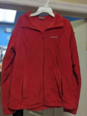 Columbia Jacket Women's Large Red Fleece Full Zip Outdoors Hiking Workwear • £14.60