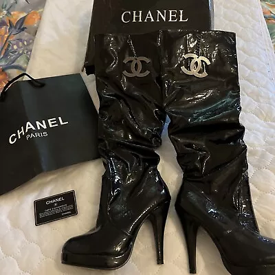 Chanel Patent Leather Boots Size 5 • £500