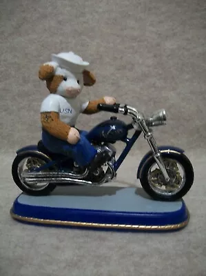 U.S. Navy Biker -  Motorcycle - Mary Moo Moo Cow Figurine • $42