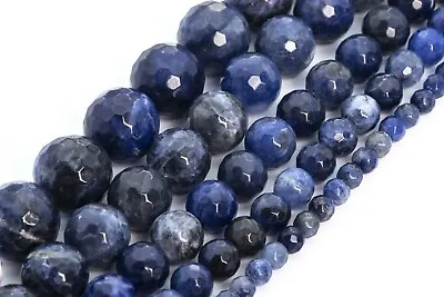 Natural Sodalite Beads Grade AAA Micro Faceted Round Loose Beads 6/8/9-10/12MM • $5.59