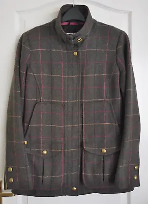 £74.99 • Buy Joules Tweed Fieldcoat Jacket Women 10 Khaki Green Check Wool Country Field Coat