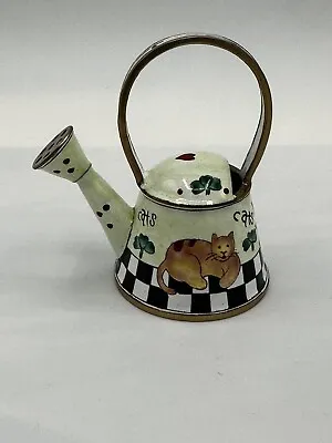Kelvin Chen Miniature Enamel Cat Shamrock Teapot Watering Can 1999 - #1999 • $18.95
