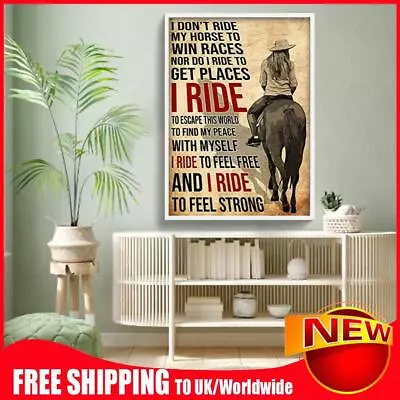 Horse Riding Girl Decorative Picture Poster Polyester For Home Ornaments (Z259) • £5.99