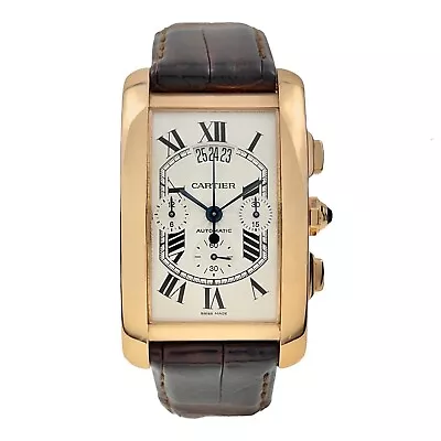 Cartier Tank Americaine 18k Rose Gold 31x52mm Automatic Men’s Watch W2610751 • $9975