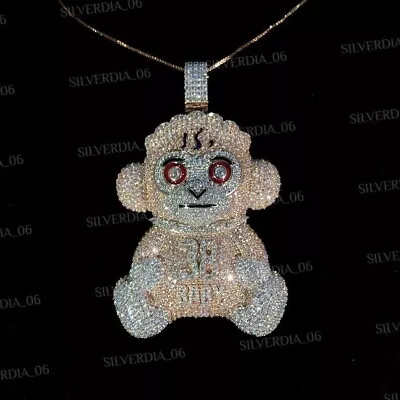 Men's6Ct Real Moissanite Monkey Customize Charm Pendant 14K Two Tone Gold Plated • $275.39